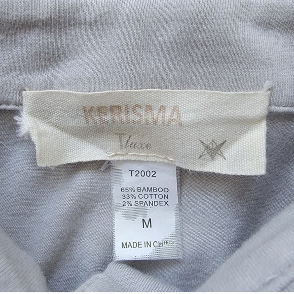 Kerisma Luxe Womens Grey Jersey Bamboo Cotton Blend Western Button Down Shirt M - Picture 3 of 8